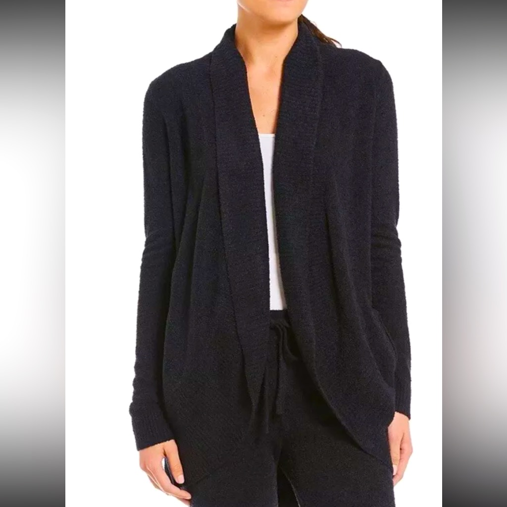 Barefoot Dreams Cozy Chic Lite Circle Cardigan Open Sweater 452 Black. Xs/S